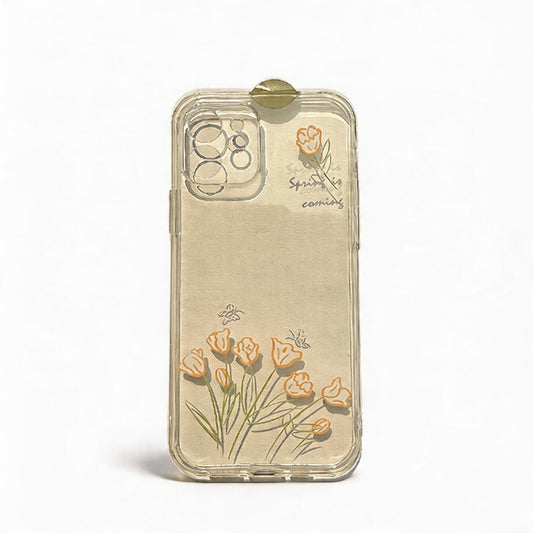 Korean Style Soft Pink Floral Phone Case for iPhone