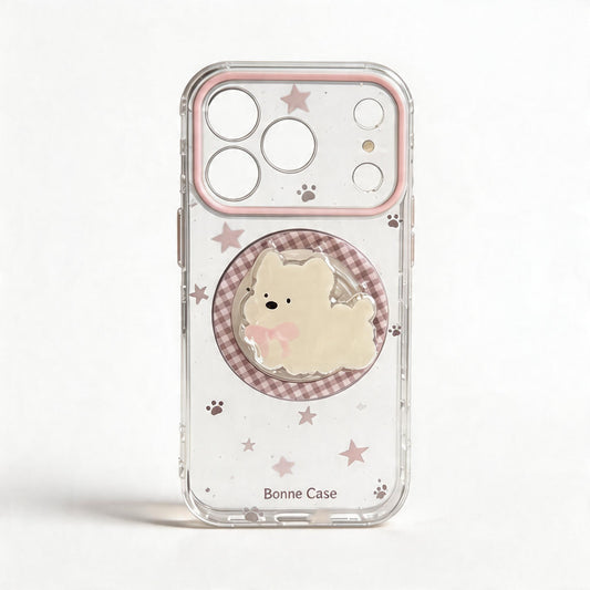 Gray Pink Star Design Magnetic Phone Case for iPhone