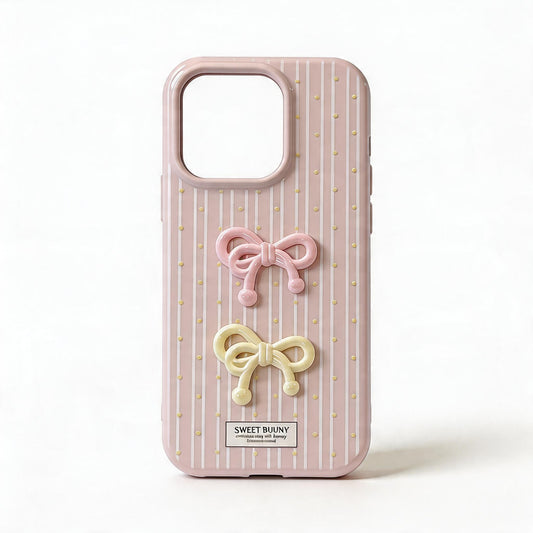 Korean Style Pink Butterfly Bow Silicone Phone Case for iPhone