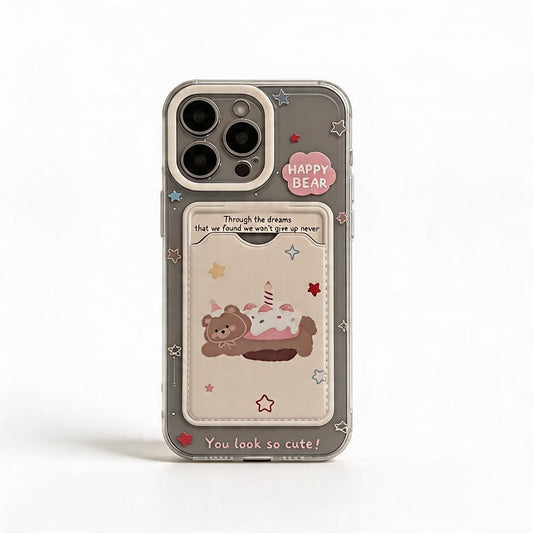 Korean Style Cute Bear Cake Soft Phone Case for iPhone