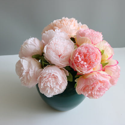 Stunning Faux Peony Bouquet with 5 Blooms - Elegant European Wedding Decoration - Realistic Silk Peonies for Bridal Bouquets & Floral Arrangements