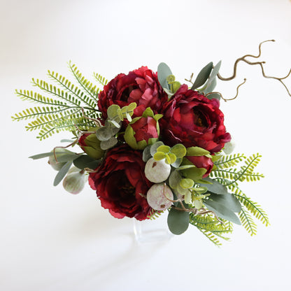 Elegant Scandinavian Bride's Floral Bouquet with Eucalyptus and Peony - Stunning Decorative Centerpiece for Dining Table and Coffee Table