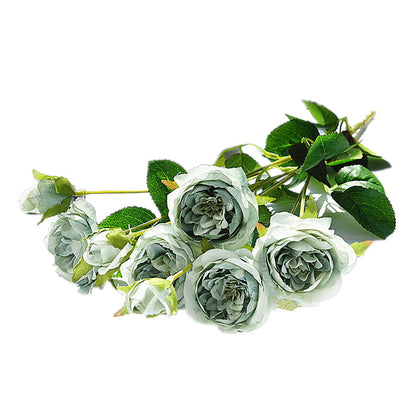 Elegant Long-Stemmed 8-Head European-Style Faux Rose Bouquet - Perfect for Home Décor, Hotels, Retail Displays, Wedding Celebrations, and Photography Props