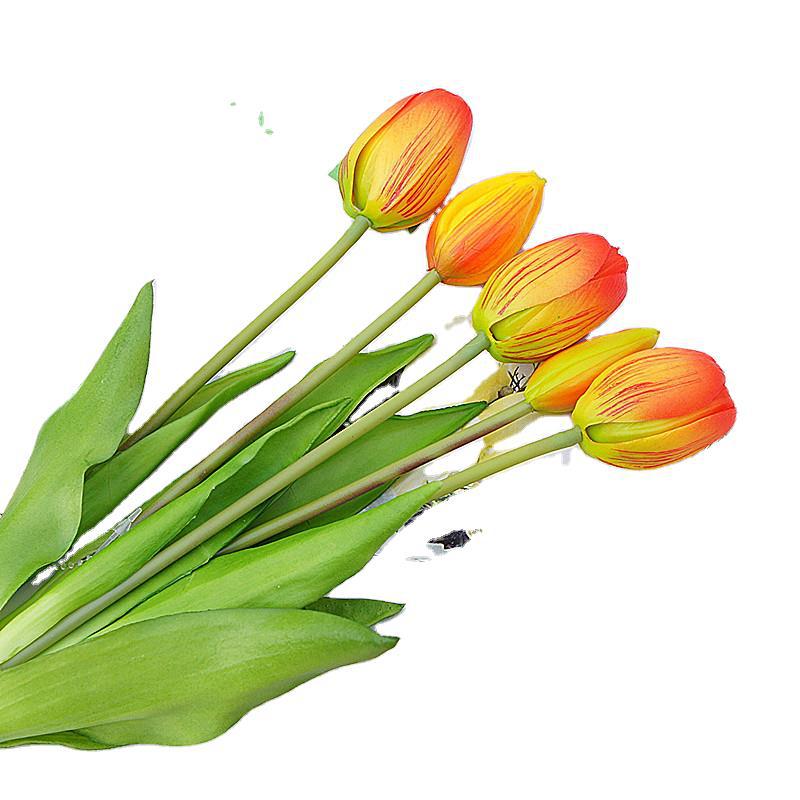 Realistic Soft Foam Tulip Flowers - 5 Artificial Bouquet for Home Decor, Weddings, Photography, and Event Decoration