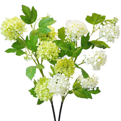 Lifelike Snowball Flower Bouquet - 5-Head Hydrangea Faux Flowers for Home Decor, Dining Room, Wedding Celebrations, and Photography Props