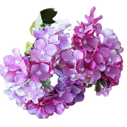 Realistic 5 Branch 10-Head Mini Oil Paint Hydrangea Faux Flowers - Perfect for Home Décor, Weddings, and Photography