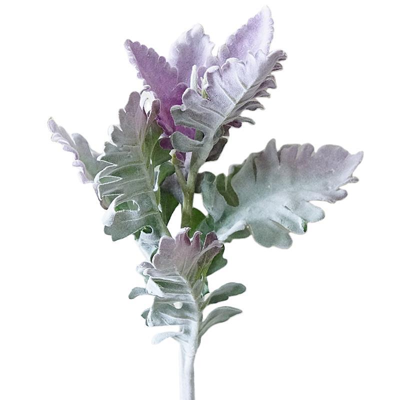 Realistic Silver Leaf Daisy Artificial Flowers for Wedding and Home Decor - Stunning Faux Greenery Floral Arrangements with Snowy Leaves for Wall Bouquets