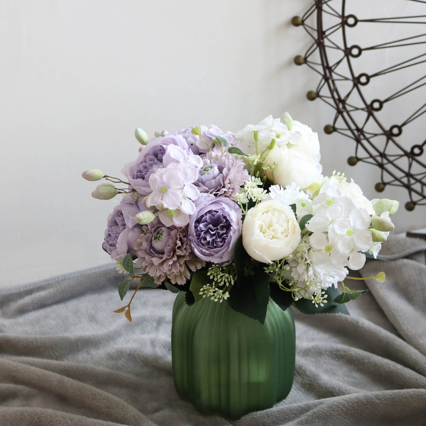 Stunning 5-Head Nordic-Inspired Artificial Flower Arrangement with Hydrangeas, Peonies, and Berries for Elegant Wedding and Home Décor