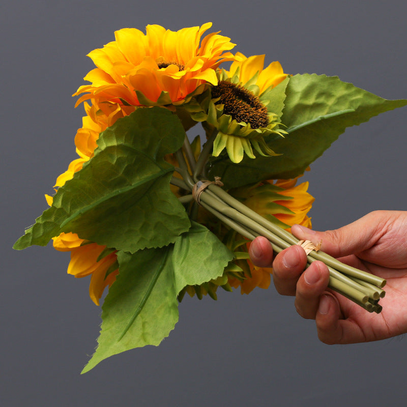 Realistic Sunflower Bouquet - 9-Head Artificial Sunflowers for Weddings and Photography - Perfect for Bridal Bouquets and Home Decor