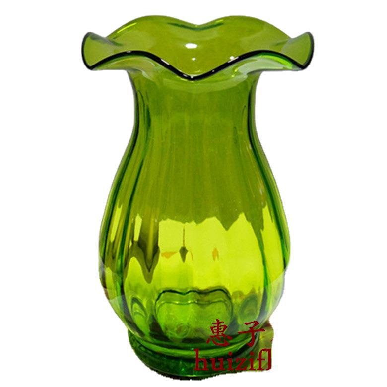 Stunning Relief Pattern Water Ripple Lotus Leaf Design Medium Glass Flower Vase - Elegant Home Decor, Perfect for Floral Arrangements or Hydroponic Displays - Product #34347