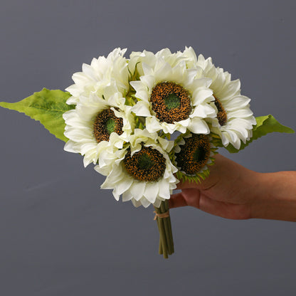 Realistic Sunflower Bouquet - 9-Head Artificial Sunflowers for Weddings and Photography - Perfect for Bridal Bouquets and Home Decor