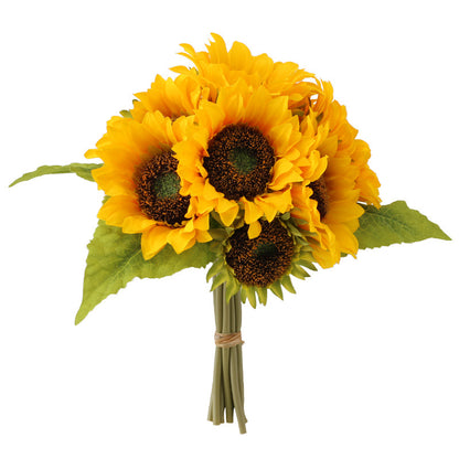 Realistic Sunflower Bouquet - 9-Head Artificial Sunflowers for Weddings and Photography - Perfect for Bridal Bouquets and Home Decor