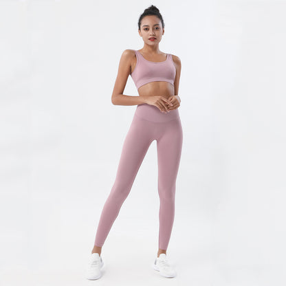 Seamless Knit Sports Bra and Legging Set Nylon Quick Dry Yoga Outfits for Women Comfort and Style for Your Workout