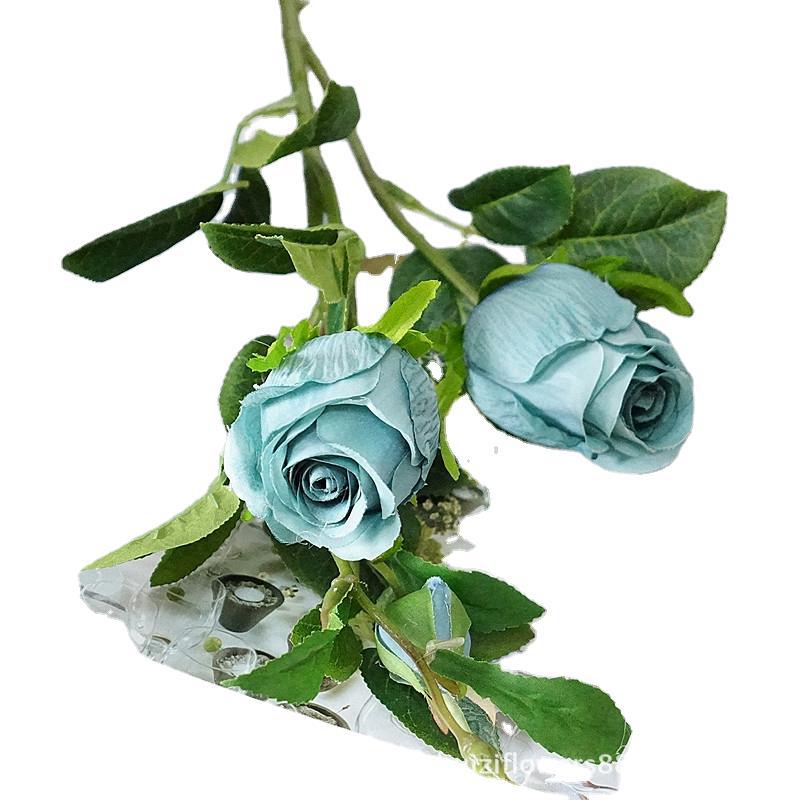 Beautiful 3-Head Artificial Annie Roses - Realistic Faux Flowers for Home Decor, Weddings, and Photography