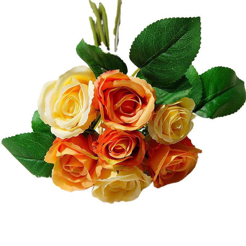 Stunning Miniature 7-Head Faux Rose Bouquet - Perfect for Weddings, Photography, and Home Décor