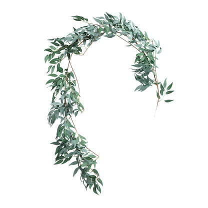 Realistic Artificial Rattan Eucalyptus Leaves with Vine-Like Twists for Stunning Wedding & Home Decor - Lifelike Willow-Leaf Vines for Enchanting Greenery Walls