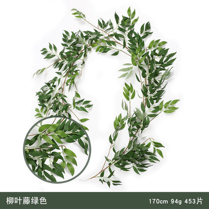 Realistic Artificial Rattan Eucalyptus Leaves with Vine-Like Twists for Stunning Wedding & Home Decor - Lifelike Willow-Leaf Vines for Enchanting Greenery Walls