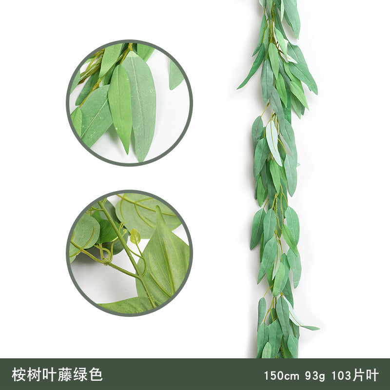 Realistic Artificial Rattan Eucalyptus Leaves with Vine-Like Twists for Stunning Wedding & Home Decor - Lifelike Willow-Leaf Vines for Enchanting Greenery Walls