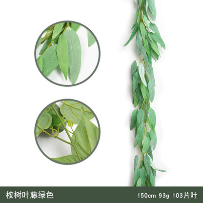 Realistic Artificial Rattan Eucalyptus Leaves with Vine-Like Twists for Stunning Wedding & Home Decor - Lifelike Willow-Leaf Vines for Enchanting Greenery Walls