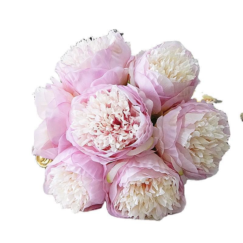 Stunning 7-Head Peony Bouquet - Realistic Silk Flower for Home Décor, Photography & Wedding Decoration