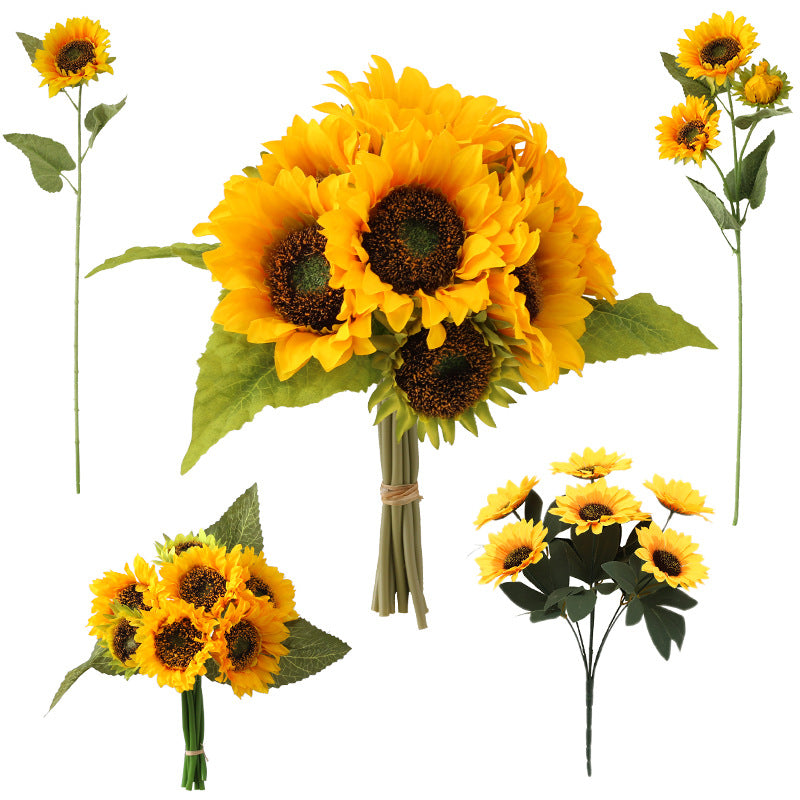 Realistic Artificial Sunflower Bouquet - Stunning Large Sunflowers for Wedding and Home Decoration - Lifelike Floral Arrangement for Every Occasion