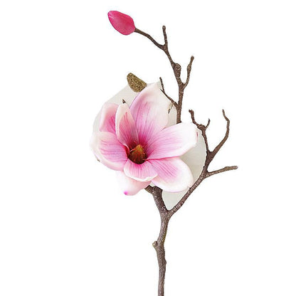 Elegant Soft Gel Short-Stemmed Magnolia & Cotton Flower Faux Floral Arrangement - Ideal for Home Decor, Weddings, and Photography Events