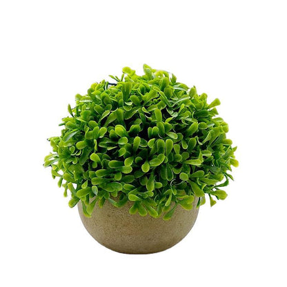 Charming Miniature Round Tabletop Faux Plant Arrangement with Rockery and Juniper Leaves - Perfect for Home Decor, Weddings, and Events