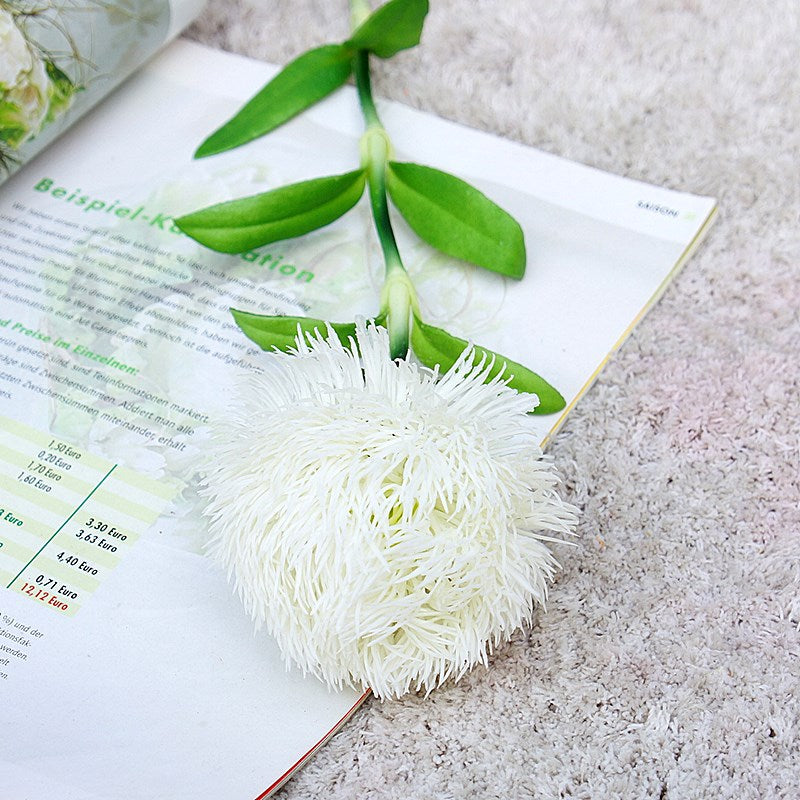 Realistic Green Dianthus Soft Plush Green Pom-Pom Faux Flowers - Perfect for Home, Hotel Décor, Weddings, and Photography Props