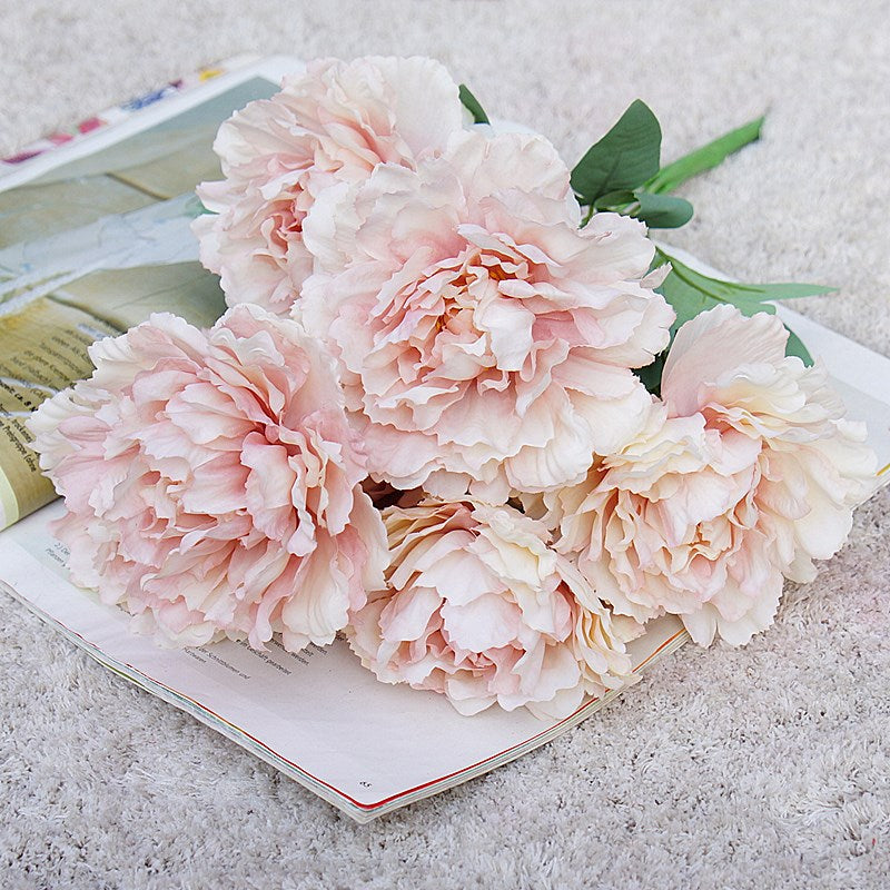 Realistic Silk Peony Bouquet - 7-Head Faux Peony Flowers for Valentine's Day, Weddings, and Home Décor - Perfect for Elegant Decoration and Lasting Beauty