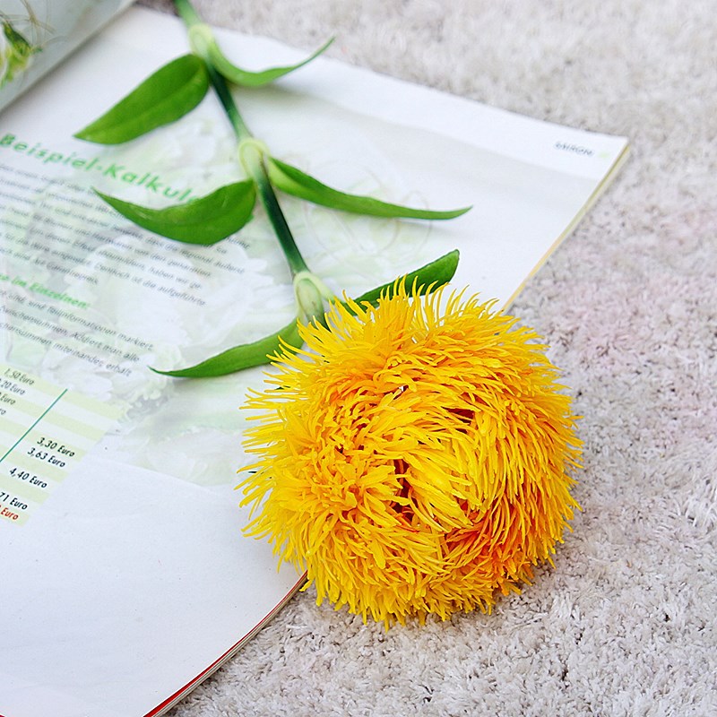 Realistic Green Dianthus Soft Plush Green Pom-Pom Faux Flowers - Perfect for Home, Hotel Décor, Weddings, and Photography Props