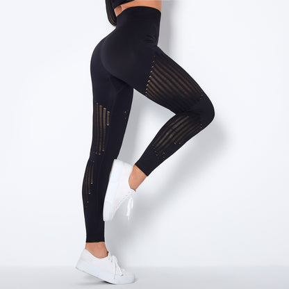 High Waisted Mesh Design Butt Lifting Stretchy Leggings Seamless Yoga Pants for Comfort and Style