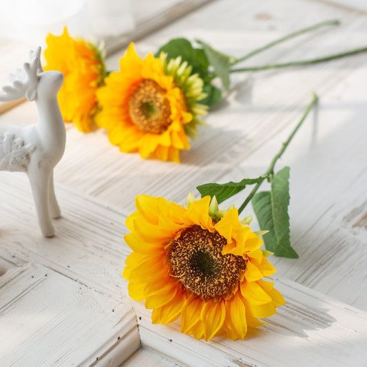 5-Inch Single Stem Artificial Sunflower in Silk Fabric - Perfect for Wedding and Home Decor, Vibrant and Lifelike Floral Accent