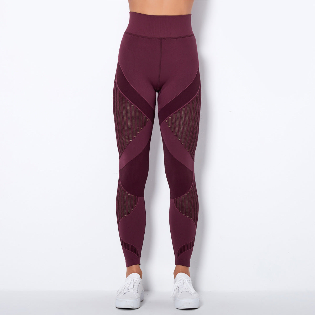 Seamless Knit Striped Moisture Wicking Yoga Pants for Women Lightweight Running and Fitness Leggings for Comfort and Performance