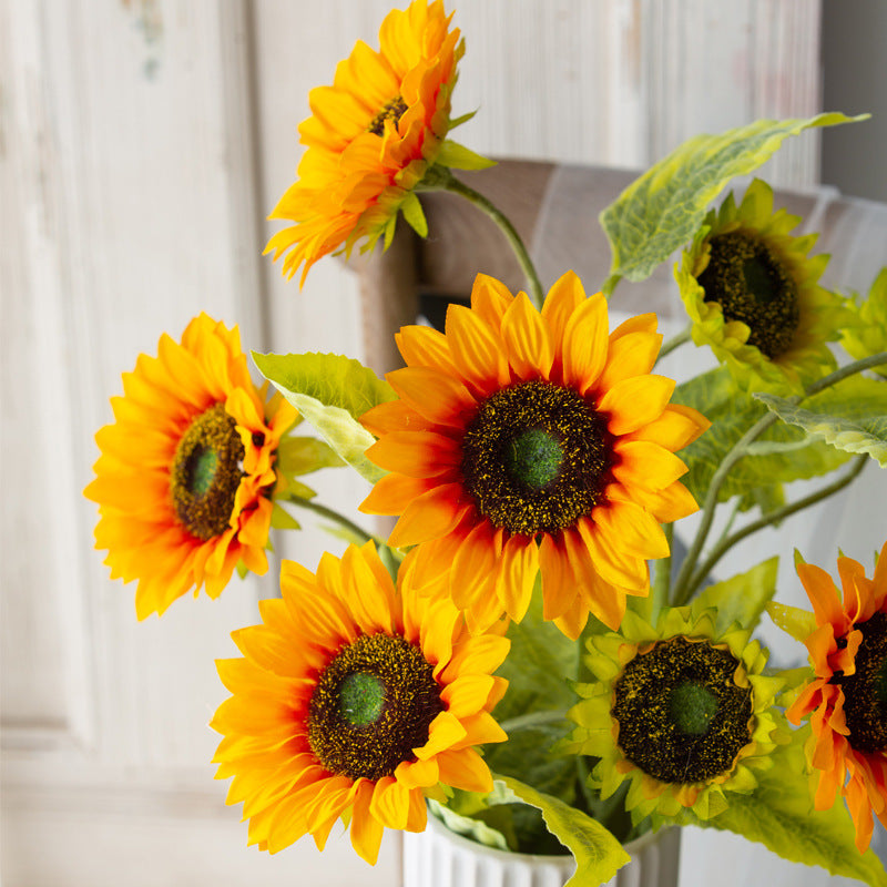 5-Inch Single Stem Artificial Sunflower in Silk Fabric - Perfect for Wedding and Home Decor, Vibrant and Lifelike Floral Accent