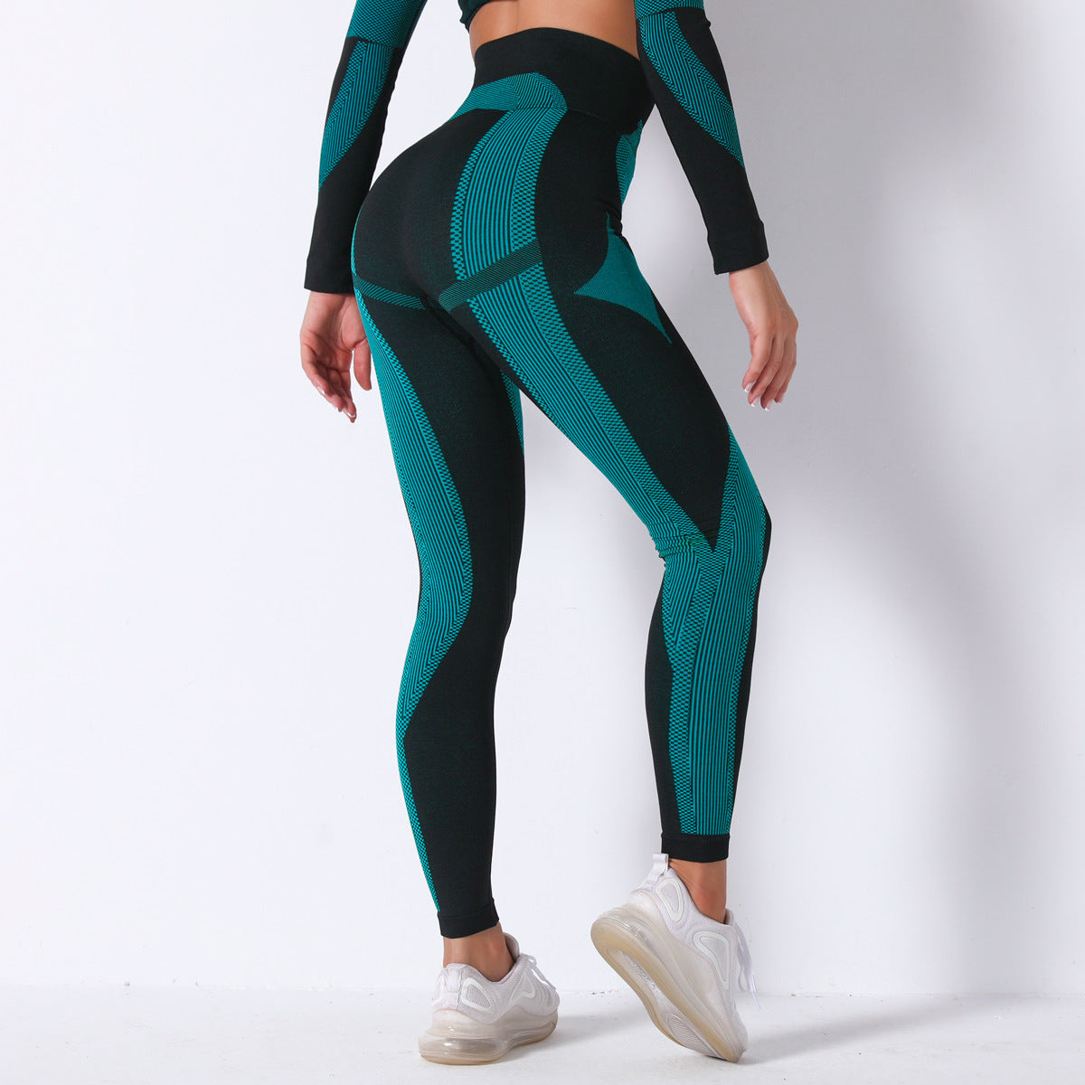 Seamless Striped High Waisted Butt Lifting Workout Leggings for Women for Running Yoga and Every Workout with Sweat Wicking Technology