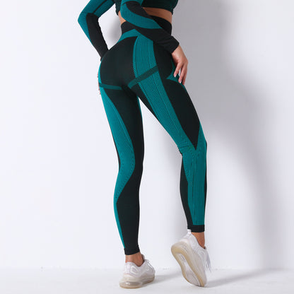 Seamless Striped High Waisted Butt Lifting Workout Leggings for Women for Running Yoga and Every Workout with Sweat Wicking Technology