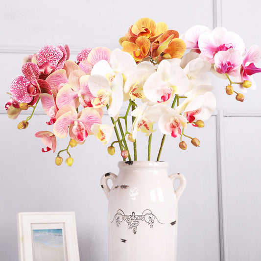 Realistic 3D Silk Orchid Flower Arrangement - 6 Stems of Lifelike Artificial Phalaenopsis Orchids for Home & Hotel Decor - Perfect for Floral Bouquets and Lasting Beauty