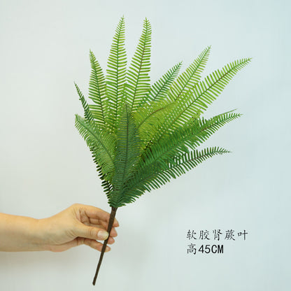 Lifelike Artificial Fern Leaf Wedding Bouquet - Single Branch Plastic Greenery Decoration for Restaurants, Living Rooms, and Home Decor