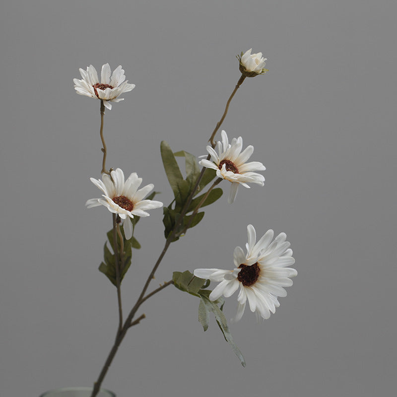 Charming Rustic Fall Floral Arrangement - 5-Head Chrysanthemum, Daisy, and Sunflower Bouquet Perfect for Vintage Photography Props and Handheld Flower Displays