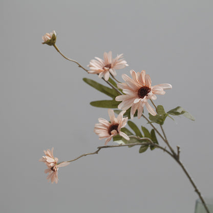 Charming Rustic Fall Floral Arrangement - 5-Head Chrysanthemum, Daisy, and Sunflower Bouquet Perfect for Vintage Photography Props and Handheld Flower Displays