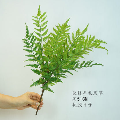 Lifelike Artificial Fern Leaf Wedding Bouquet - Single Branch Plastic Greenery Decoration for Restaurants, Living Rooms, and Home Decor