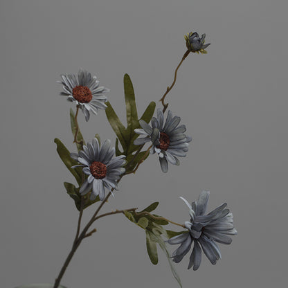 Charming Rustic Fall Floral Arrangement - 5-Head Chrysanthemum, Daisy, and Sunflower Bouquet Perfect for Vintage Photography Props and Handheld Flower Displays