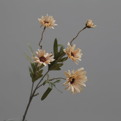 Charming Rustic Fall Floral Arrangement - 5-Head Chrysanthemum, Daisy, and Sunflower Bouquet Perfect for Vintage Photography Props and Handheld Flower Displays