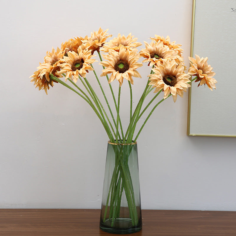 Single Stem Sunflower Home Décor - Realistic Faux Flower for Living Room and Wedding Decoration - Perfect for Celebrations and Events