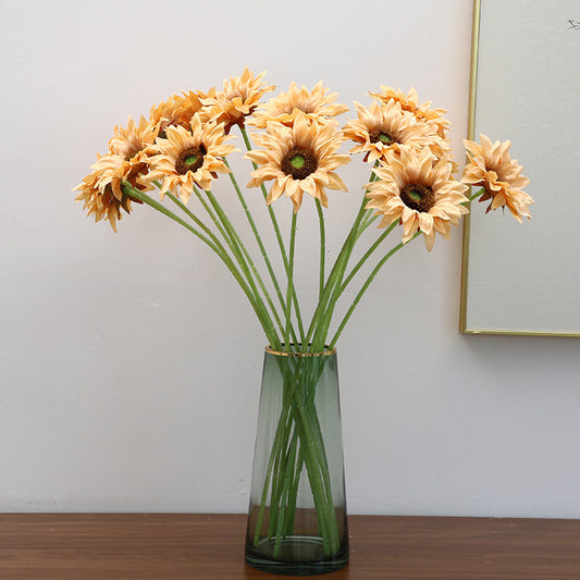 Single Stem Sunflower Home Décor - Realistic Faux Flower for Living Room and Wedding Decoration - Perfect for Celebrations and Events