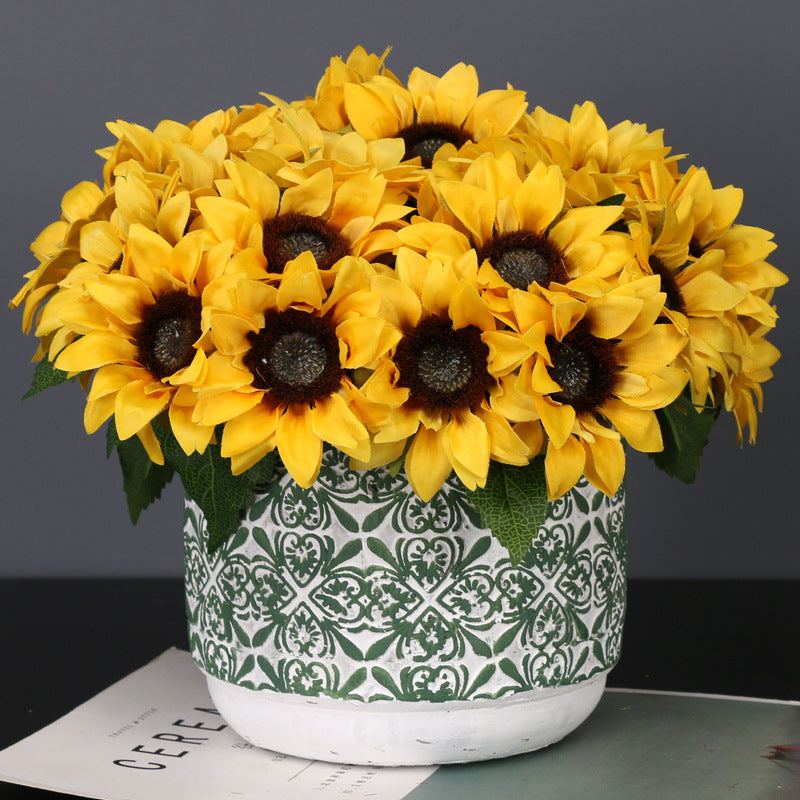 Realistic 6-Head Sunflower Bouquet for Weddings and Celebrations – Lifelike Faux Sunflowers for Stunning Floral Arrangements