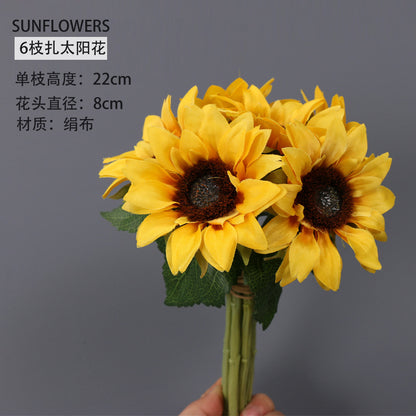 Realistic 6-Head Sunflower Bouquet for Weddings and Celebrations – Lifelike Faux Sunflowers for Stunning Floral Arrangements