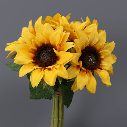 Realistic 6-Head Sunflower Bouquet for Weddings and Celebrations – Lifelike Faux Sunflowers for Stunning Floral Arrangements