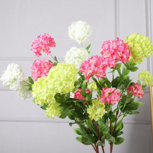 Elegant European-Style Artificial Hydrangea Stem - Perfect for Wedding Décor, Home Arrangements, and Special Events – Lifelike 4-Head Design for Stunning Floral Accents