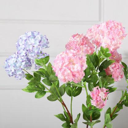 Elegant European-Style Artificial Hydrangea Stem - Perfect for Wedding Décor, Home Arrangements, and Special Events – Lifelike 4-Head Design for Stunning Floral Accents